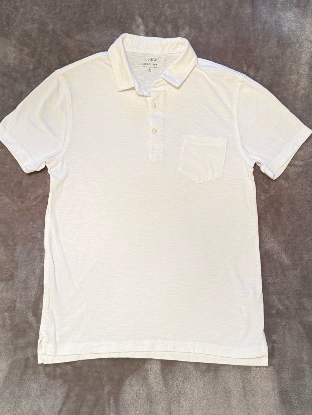 J. Crew | Slub Cotton White Men's Polo with Chest Pocket | Size = S - Picture 1 of 6
